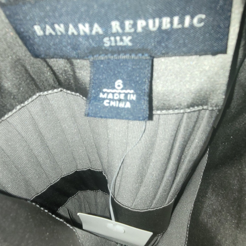 Banana Republic Ines Sundress Gray 100% Silk Pleated Midi Dress Size 6 NWT - Picture 3 of 7